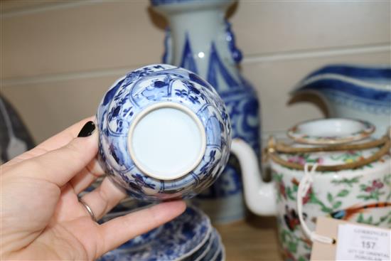 A quantity of Oriental porcelain, including 19th century, blue and white and famille rose Tallest blue and white vase 26cm